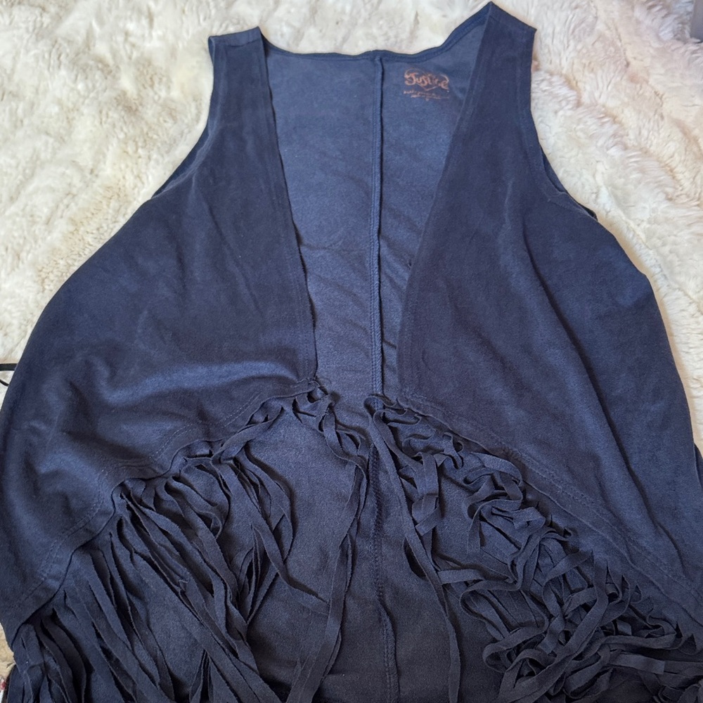 Justice Dark Blue Fringe Tank Vest Top - Picture 3 of 3